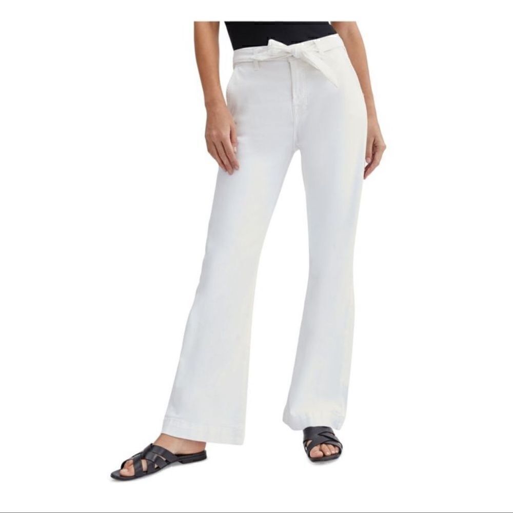 Jen7 by 7 For All Mankind Belted Wide Leg Trouser Pants Size 18 Off White NWT